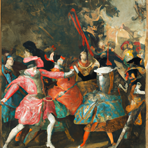 ציור המתאר ריקוד חצר מלכותי אירופאי מוקדם